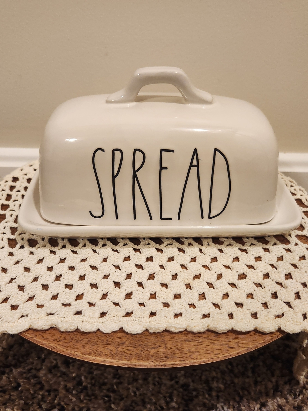 Rae Dunn Artisan Collection Ceramic 'SPREAD' Butter Dish From Magenta
